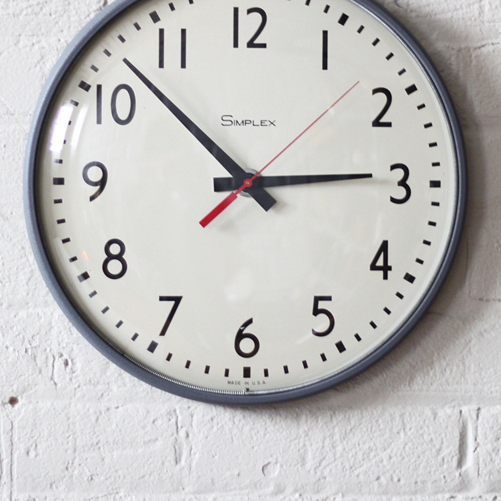 school wall clock - classroom - simplex - industrial decor