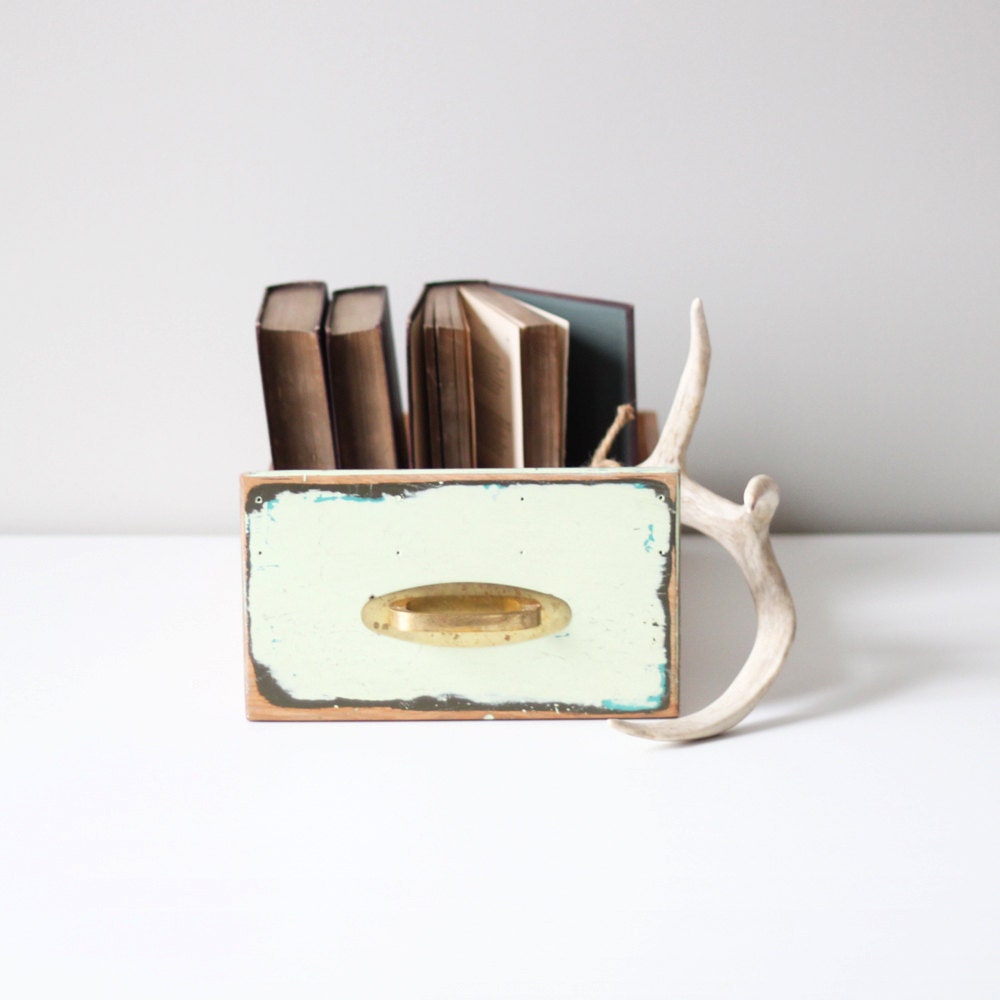 vintage library card file drawer