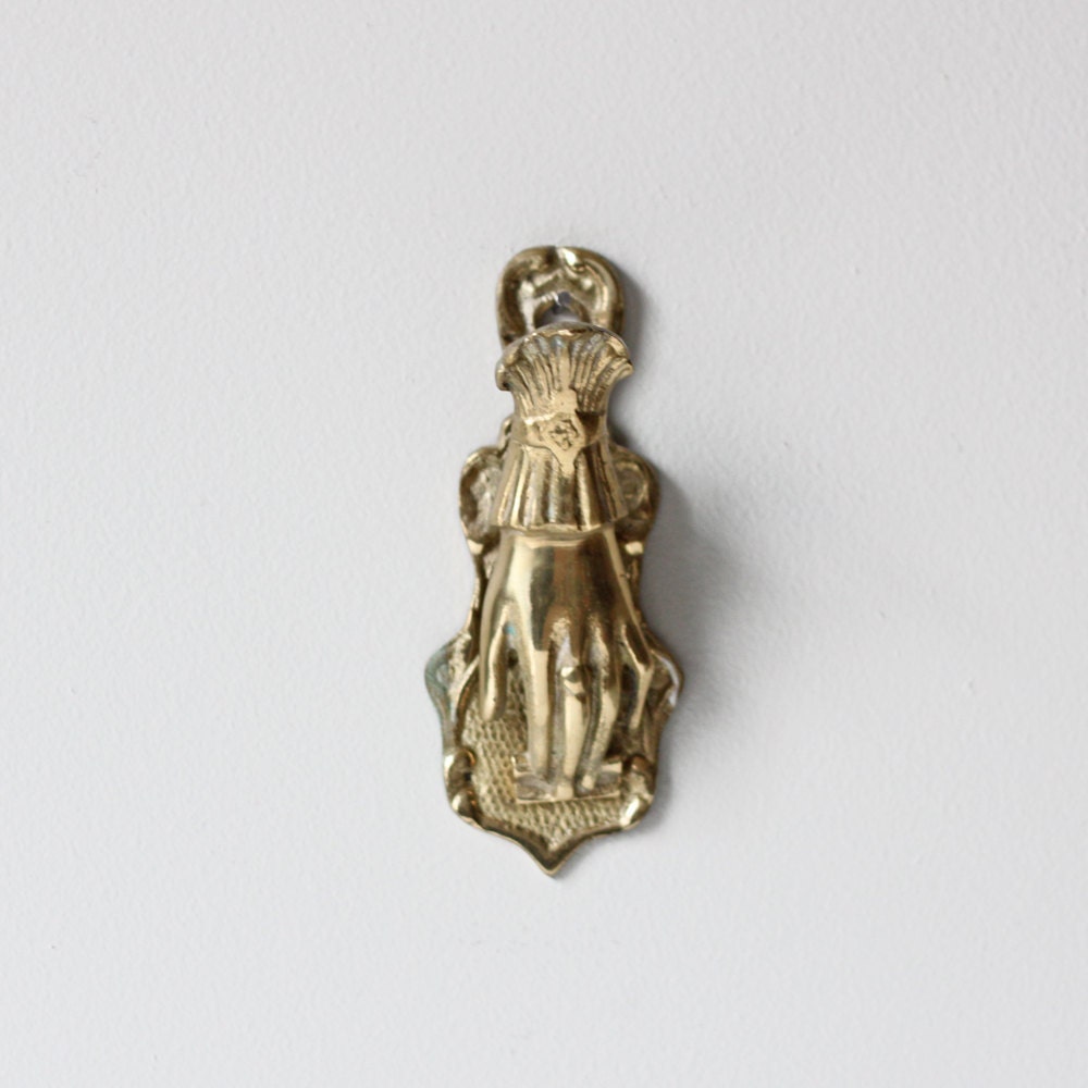 large vintage brass hand clip