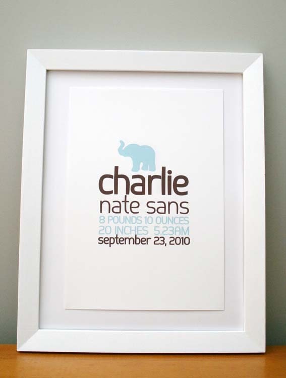 Baby Nursery Art, Personalized, Baby Shower Gift 8x10