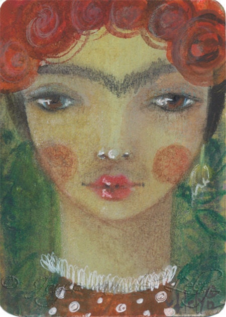 Frida Kahlo portrait - ACEO original