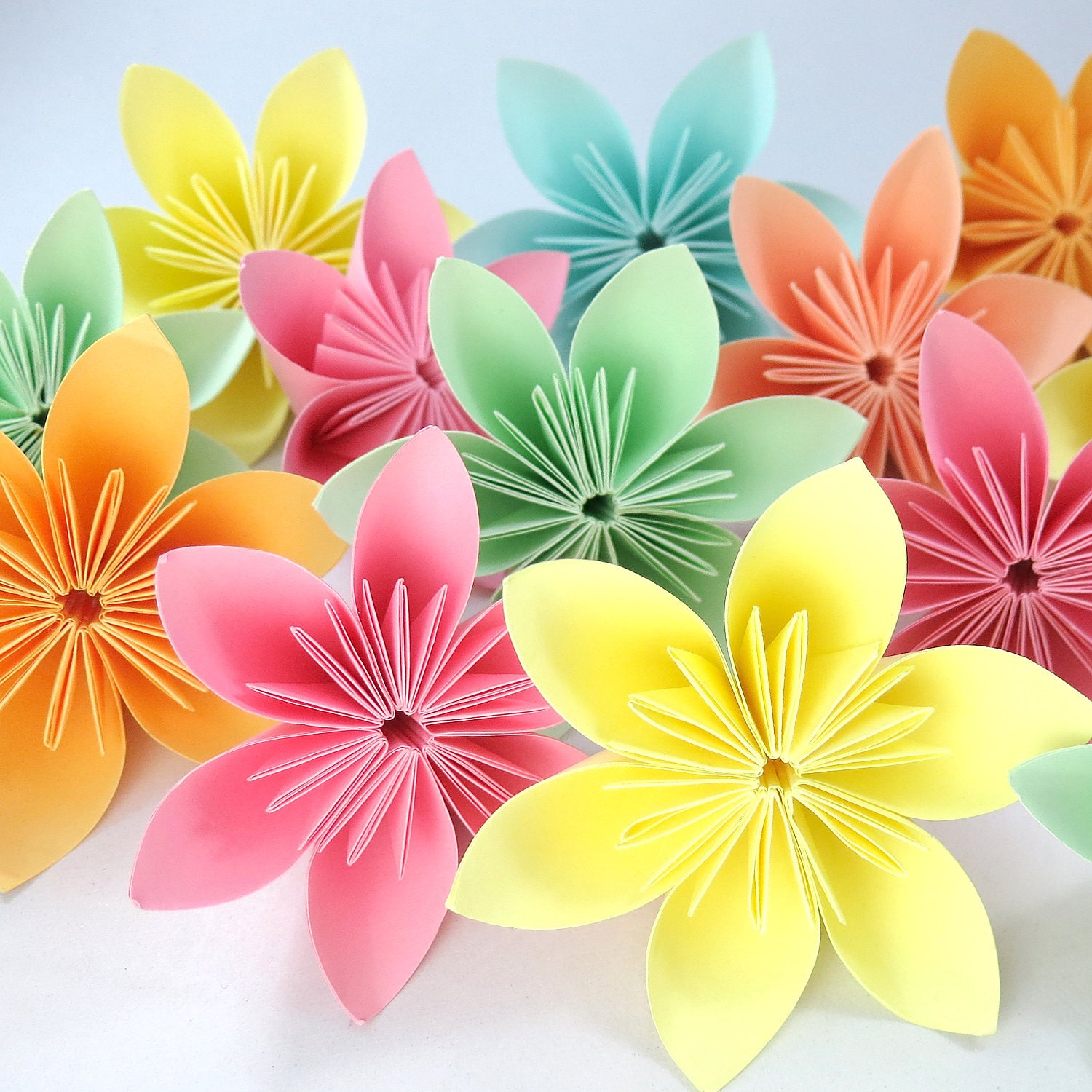 Pastel Origami Folding Flowers - 10 pcs