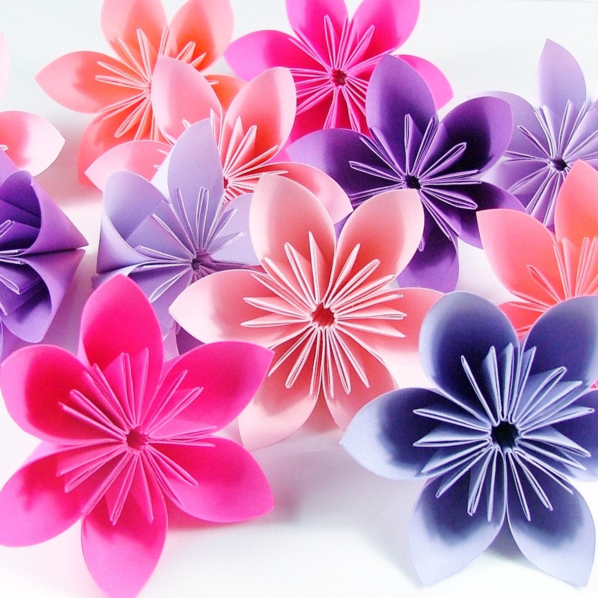 Origami Flowers 20pcs Purple And Pink By Justpatchshop On Etsy 2806