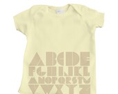 Baby Alphabet A thru Z Design on Light Yellow Baby Tshirt