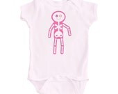 Baby Girl Pink Skeleton Print on Pink Baby Bodysuit