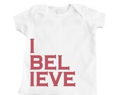 Baby Christmas I Believe Design White T Shirt