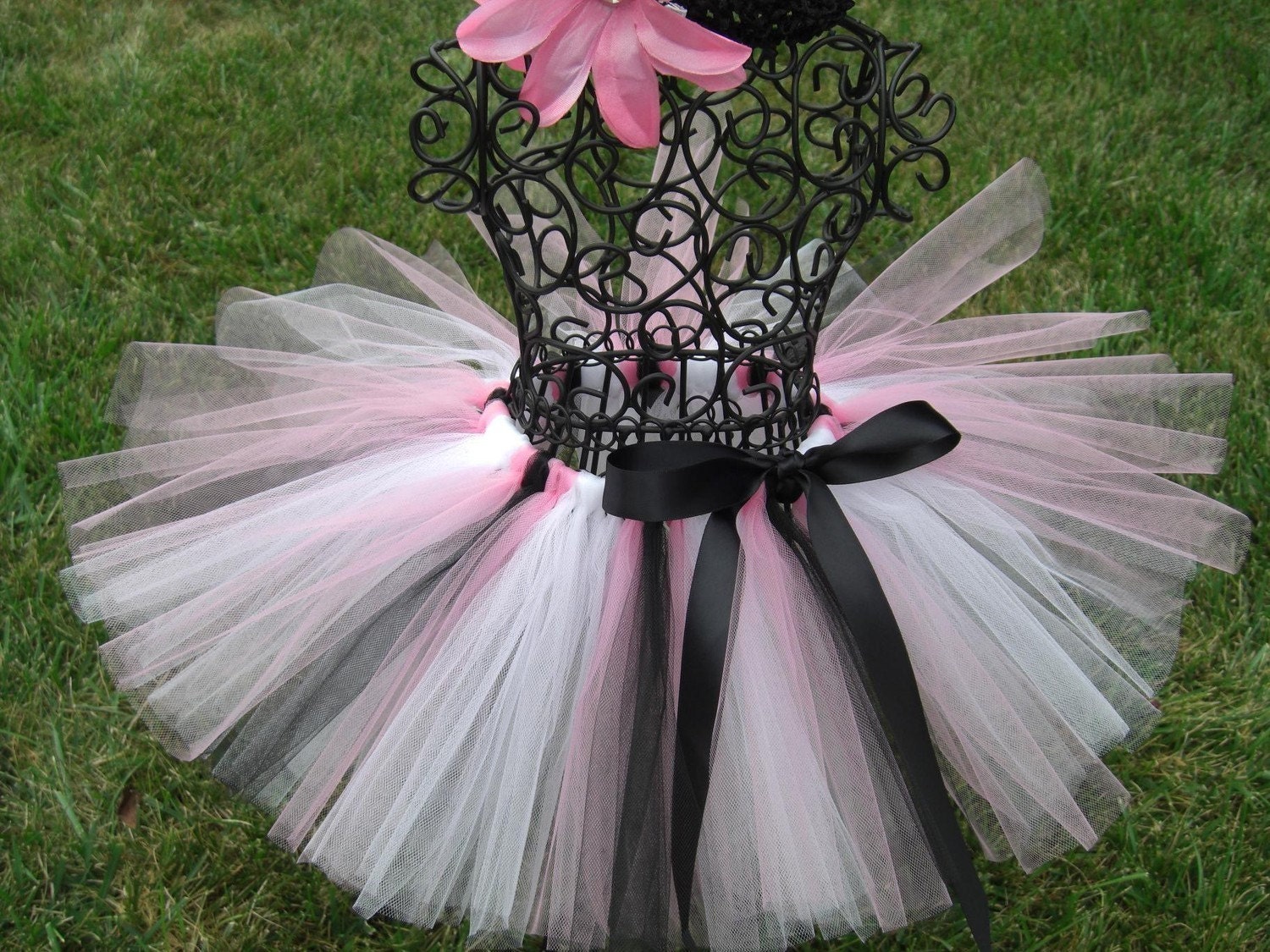 Pink PIRATE Tutu--Pink White and Black tutu--Girls Pirate Costume-- Popstar Costume