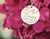 Remembrance or Adoption Necklace... I Carry You in My Heart...hand stamped sterling silver