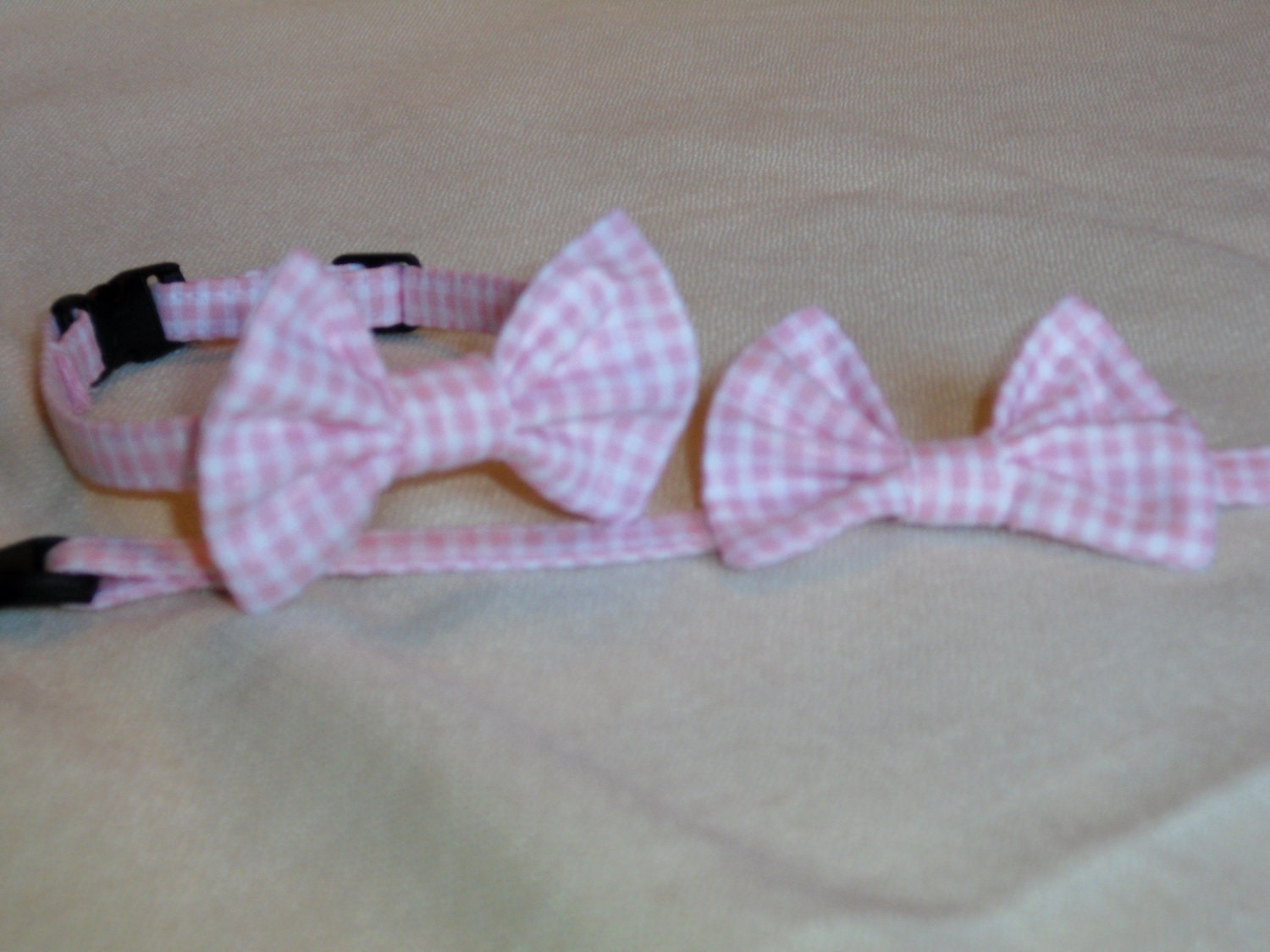 Seersucker Break Away Bowtie Collar For Cats