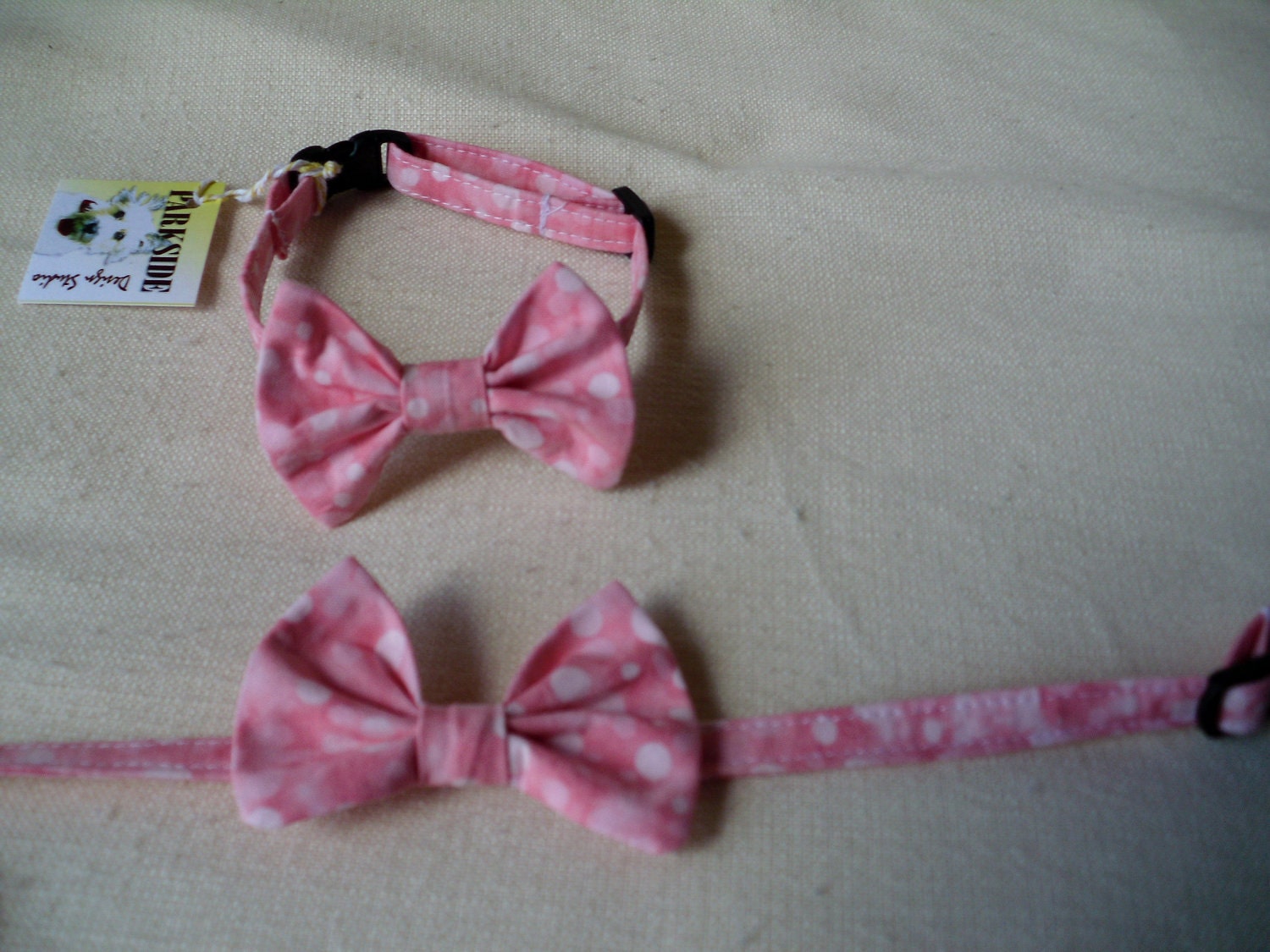 Cat Bowtie Collar With Breakaway Buckle Cotton Candy Pink