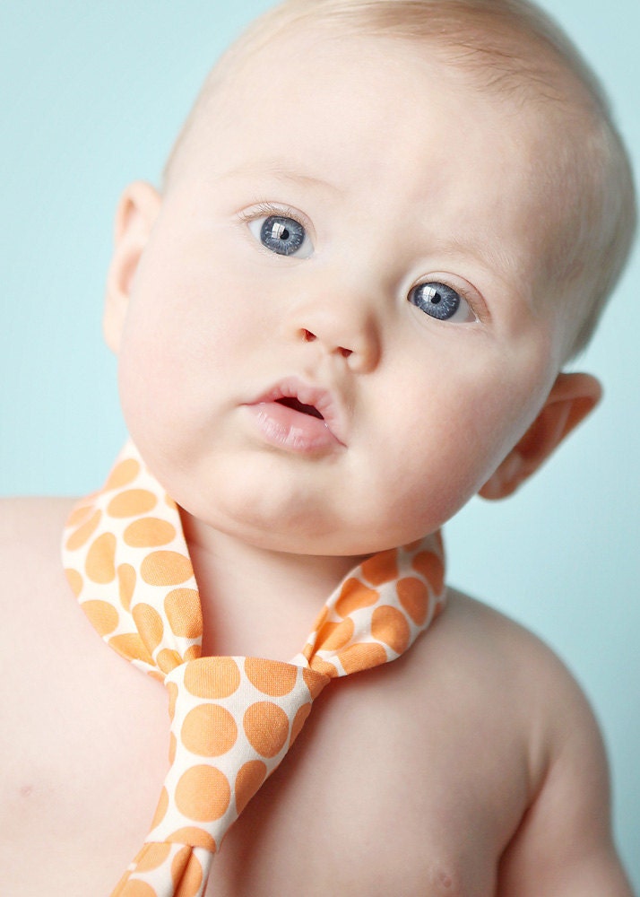The Beau- tangerine big dot necktie for boys of all ages- Featured in Brides Magazine 2010 November Issue