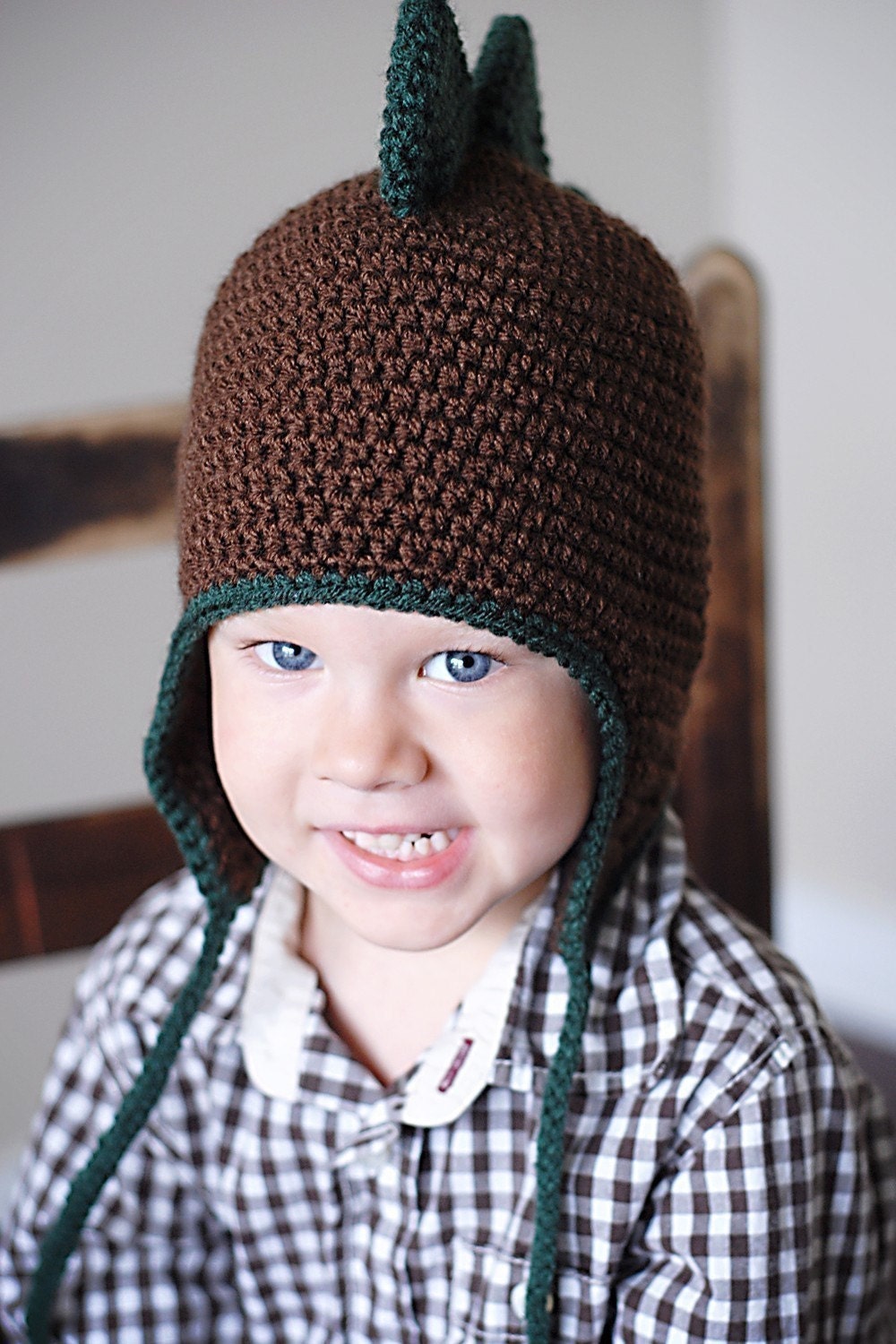 Spiky Dino Earflap Hat Crochet Pattern (Permission to sell all finished products)