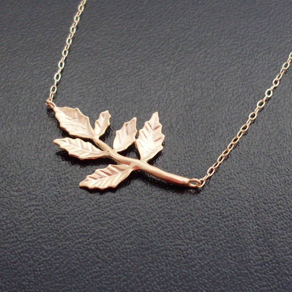 Gold Leaf Necklace, Gold Branch Necklace, Fall Leaf Necklace, Fall Necklace, Gold Nature Necklace, Autumn Leaf Necklace, Autumn Necklace