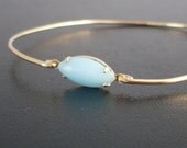 Bangle Bracelet 'Anja' - Gold Tone, Turquoise Blue