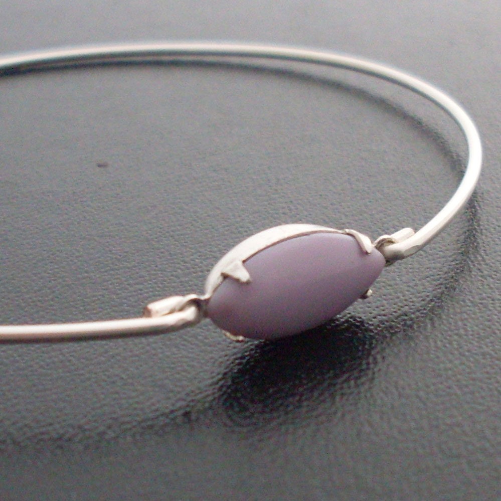 Lavender Bangle Bracelet, Laura - Silver, Lavender Bracelet, Lavender Jewelry, Purple Bracelet, Purple Cabochon Bracelet, Purple Jewelry