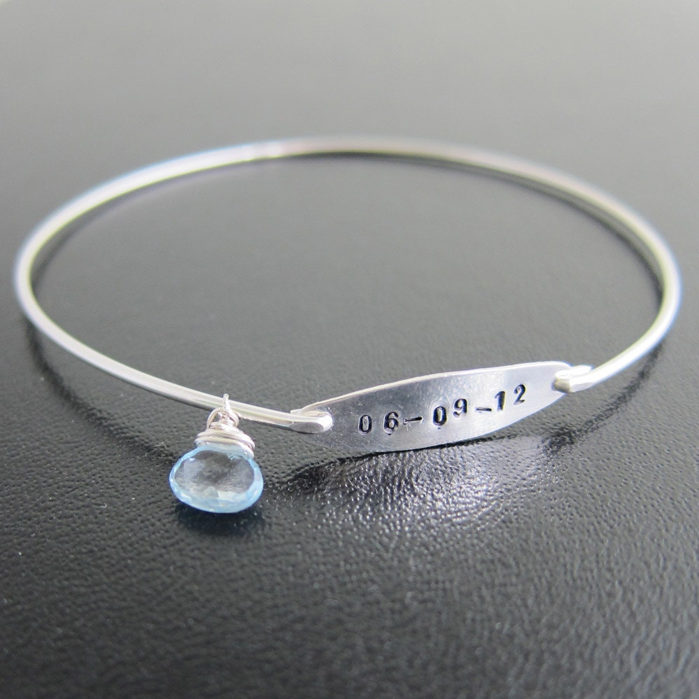 Something Blue, Wedding Jewelry, Personalized Wedding Gift, Something Blue Bracelet, Bridal Jewelry, Bridal Gift, Wedding Date Bracelet