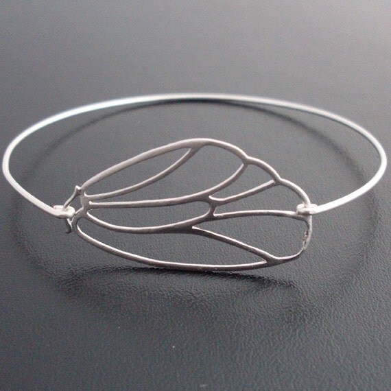 Butterfly Wing Bracelet, Silver, Modern Bangle Bracelet, Butterfly Wedding Jewelry, Elegant, Delicate Bangle Bracelet, Butterfly Wings Theme