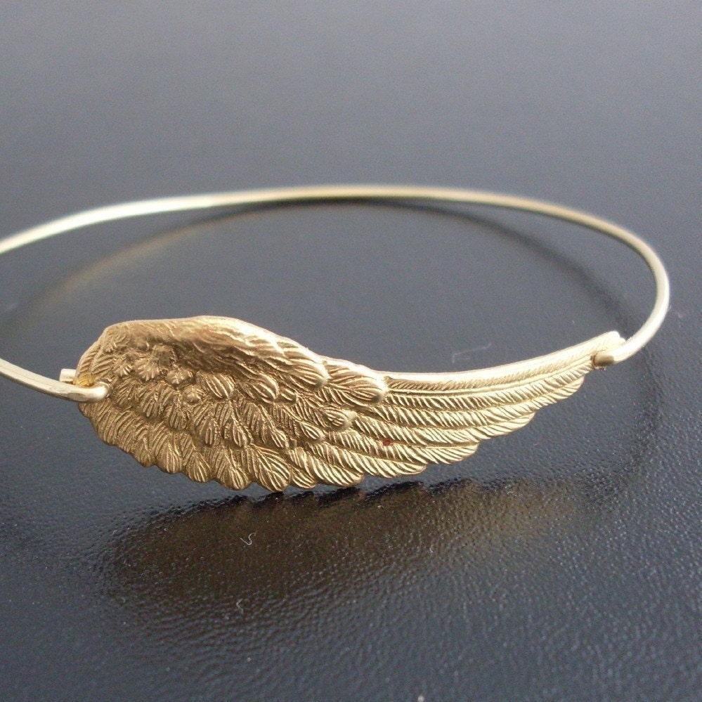 Angel Wing Bracelet, Angel Wing Jewelry, Angel Wing Bangle Bracelet, Angel Bracelet, Gold Bracelet, Gold Bangle Bracelet, Angel Jewelry