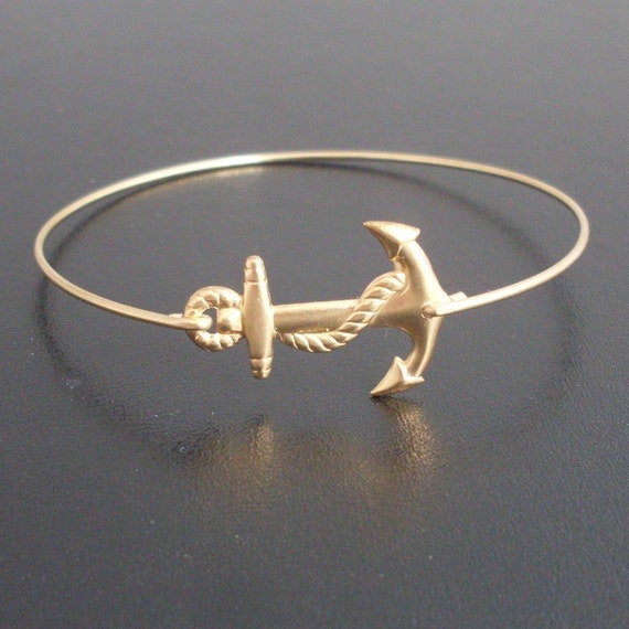 Anchor Bracelet, Gold Anchor Bangle, Nautical, Anchor Charm Bracelet, Ocean Jewelry, Navy Wife Jewelry, Nautical Jewelry, Anchor Jewelry