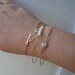 Romantic Wedding Bangle Bracelet Set, Pearl and Gold Bridal Jewelry, Gold Bridal Bracelet, Gold Wedding Bracelet, Gold Wedding Jewelry