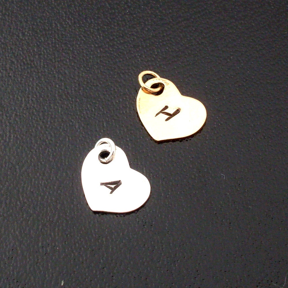 ADD an initial heart charm to any of my bangles - Sterling Silver or Gold Tone Brass