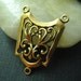 1PC Connector 28mm Ornate 3 Loop Oxidized Brass