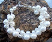 Pearl wIre crochet bracelet, wire crochet jewelry, wedding bracelet