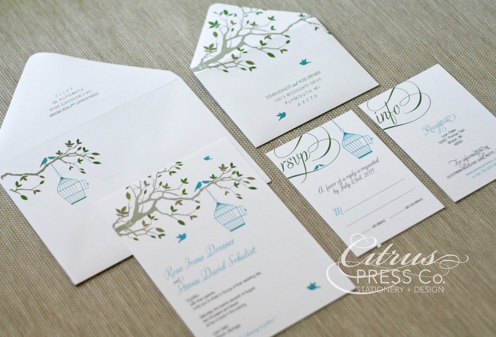 Birdcage Invitation Wedding Invite / Save the Date / or DIY PDF printable