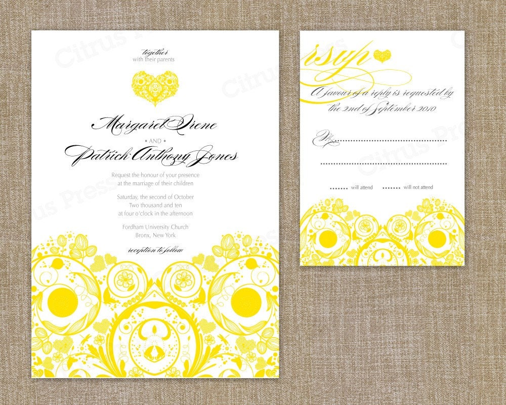 Wedding Invitation - Floral Love Heart - available as DIY PDF