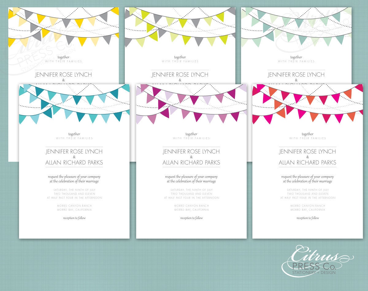 Banners / Bunting Wedding Invitation/ DIY PDF Printable