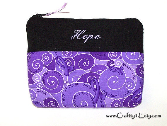 Speical Item - "Hope" Purple Ribbon Awareness - Ladies Zip Pouch