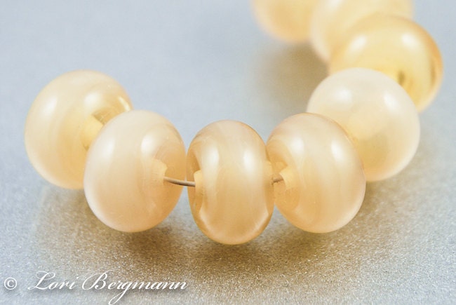 Ivory Pearl Lampwork Spacer Beads, Beige Shampoo Glass Handmade SRA