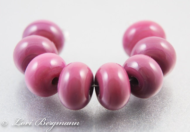 Raspberry Pink Lampwork Spacer Beads, Glass, Handmade SRA