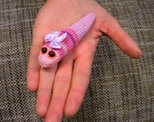 Cotton crochet yarn toy stuffed animal 6 strand - Friendly Worm - hand made and unique/pink