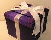 Purple and White Wedding  Card Box Gift Card Box  Money Box Holder-Customize your color