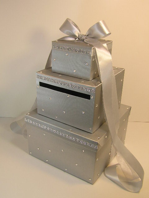 Silver Wedding Card Box Gift Card Money card Box Holder-Customize your color