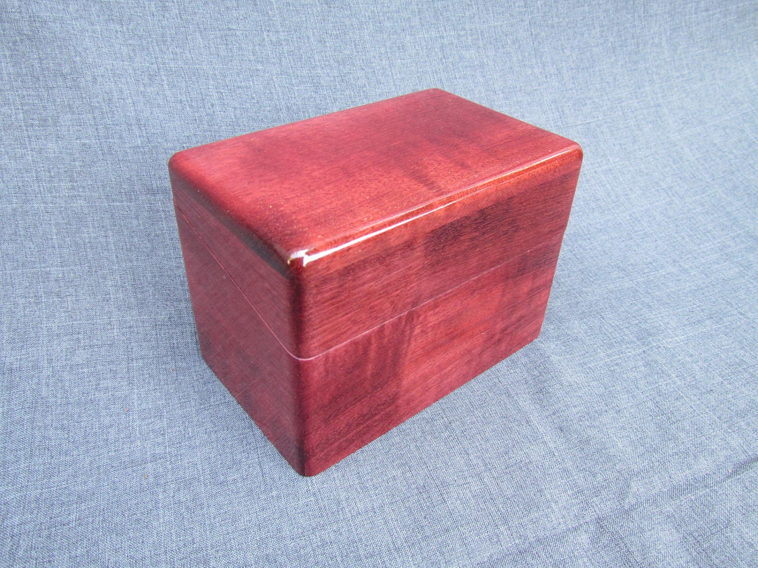 Purple Heart Recipe Box, Solid Wood, Index Cards Included