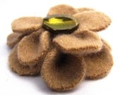Gold Flower Clip, Upcycled Cashmere, Hair Accessory, Photography Prop - SesameSeedDesigns