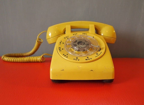 Vintage Yellow Rotary Dial Telephone