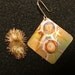 Square copper earrings, yellow, green, copper jewelry
