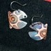 Small, blue fish earrings, oxidized mini copper jewelry