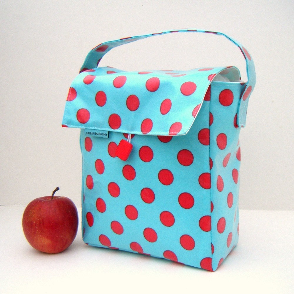 INSULATED Lunch Bag Tall Box in Red Dot