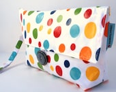 Rainbow Polka Dot Travel Clutch