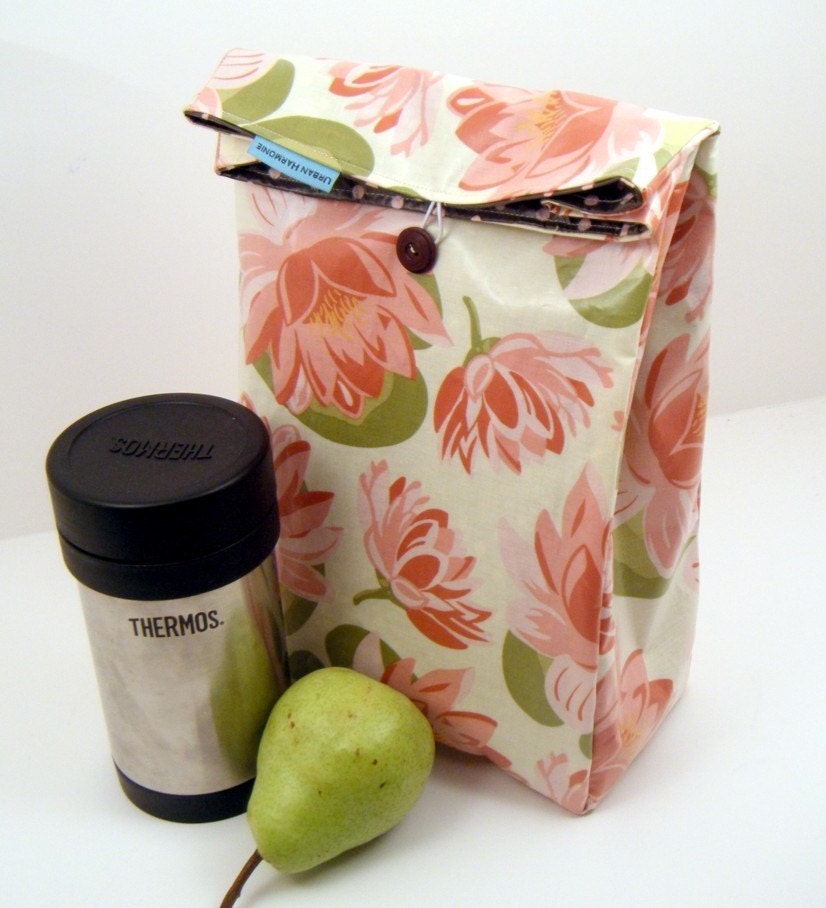 Lotus Reversible Lunch Bag Laminated Cotton
