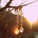 Simple Handmade Gold Wire Chain Earrings with Champagne Crystal Drop