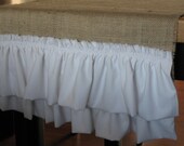 Burlap table runner with shabby white ruffles