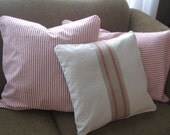 Natural osnaburg french feedsack style pillow cover 16"x16"