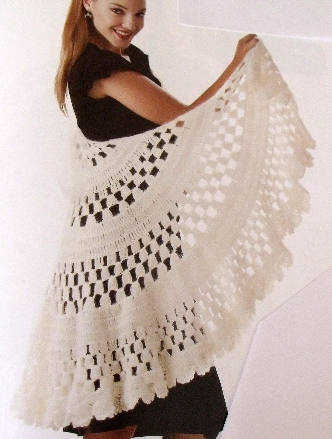 Ivory Circle  FLAMENKO Cashmere Mohair Bridal Shaw-Ready For Shipping