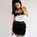 High Waist Skirt Black Feather Mini Short Tutu 2 XS Spring Fashion