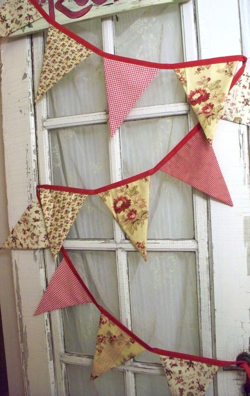 cheery red farm garden bunting